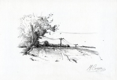 Walking the fields Dessin intitulée "Walking the fields" par Maxine Cameron, Œuvre d'art originale, Graphite