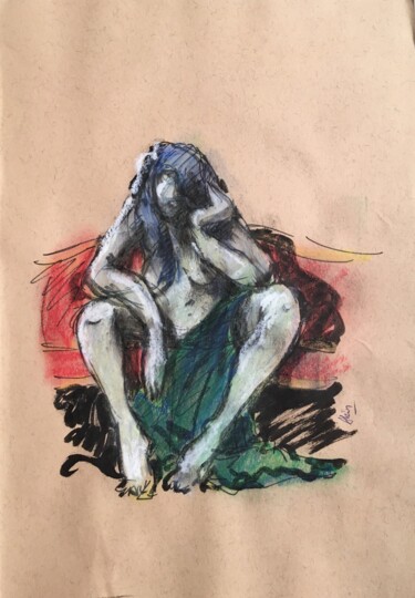 "L’ennui" başlıklı Resim Alain Godefroid tarafından, Orijinal sanat, Mürekkep