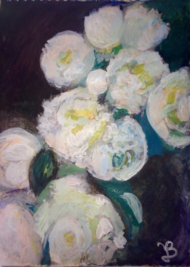 Peinture intitulée "Les pivoines" par Valérie Blum (Valery), Œuvre d'art originale, Acrylique