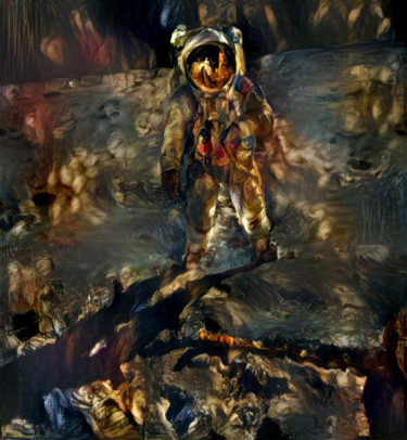 Arts numériques intitulée "L'astronaute" par Orphé, Œuvre d'art originale, Peinture numérique
