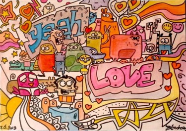 blendman Love n°5 Peinture intitulée "blendman Love n°5" par Blendman, Œuvre d'art originale, Aquarelle