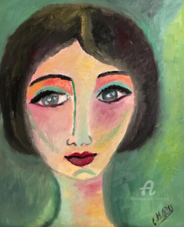 Peinture intitulée ""Hilda ou la présen…" par Claire Marie Gay, Œuvre d'art originale, Huile