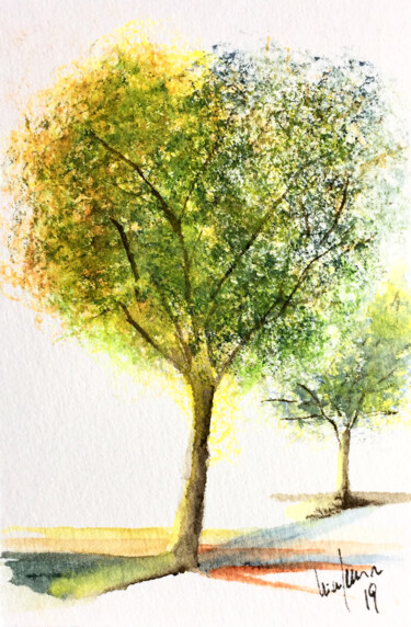 Pittura intitolato "Trees" da Yūrei, Opera d'arte originale, Acquarello