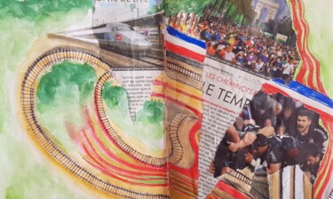 "train" başlıklı Kolaj Nelly Coudoux tarafından, Orijinal sanat, Guaş boya