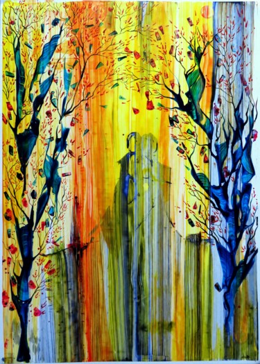 Peinture intitulée "Et suivre mon chemi…" par Clau Redier-Clément, Œuvre d'art originale, Acrylique