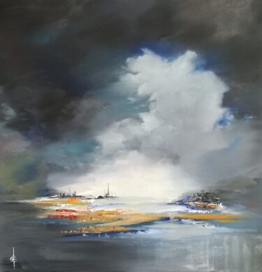 Peinture intitulée "ORAGE D'ETE" par Gervaise Accart-Sanier (GAS), Œuvre d'art originale, Huile Monté sur Châssis en bois