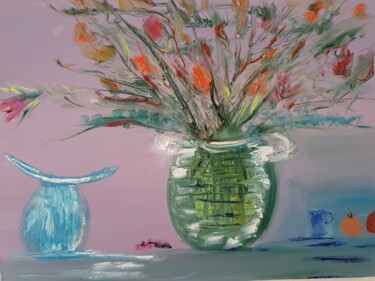 Peinture intitulée "say it with flowers" par Pascal Jung, Œuvre d'art originale, Huile