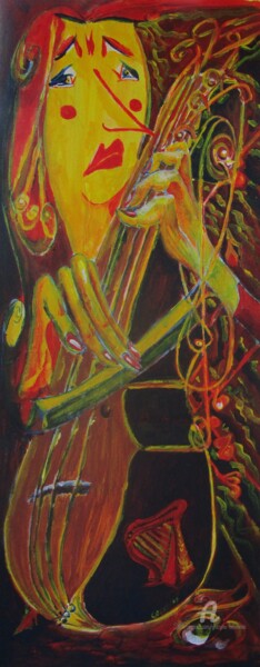 double bass player grazyna hajewski countess Pittura intitolato "double bass player…" da Grazyna Hajewski, Opera d'arte originale, Acrilico