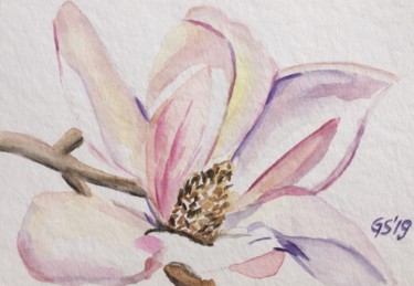 Malerei mit dem Titel "Magnolia" von Gudrun Sageder, Original-Kunstwerk, Aquarell