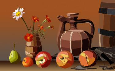 Fleurs et fruits Arts numériques intitulée "Fleurs et fruits" par Ronan Le Morvan, Œuvre d'art originale, Peinture numérique