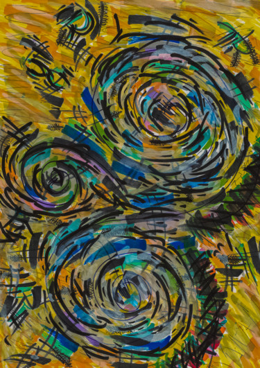 Dessin intitulée "Tourbillon" par Nicolas Bernié, Œuvre d'art originale, Marqueur
