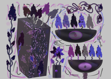 Digital Arts titled "Abstract lilac tree…" by Marina Alexandrova, Original Artwork