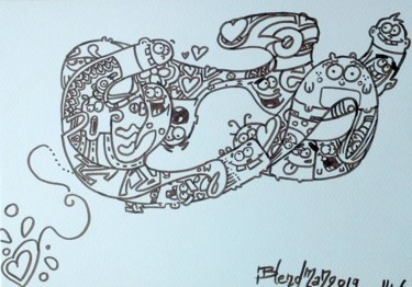 Dessin intitulée "abstraction du figu…" par Blendman, Œuvre d'art originale, Marqueur