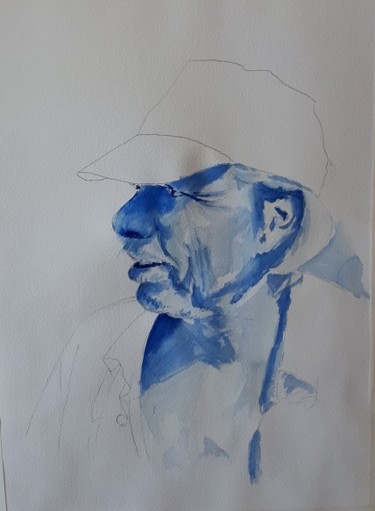 Peinture intitulée "Henri et sa casquet…" par Chris Texier, Œuvre d'art originale, Aquarelle