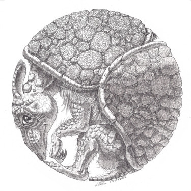 Desenho intitulada "Rounded Armadillo" por Victor Molev, Obras de arte originais, Tinta
