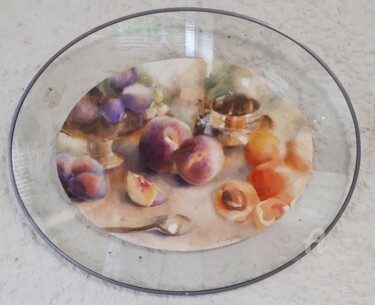 Peinture intitulée "Pêches abricots et…" par Sylvie Vernageau, Œuvre d'art originale, Aquarelle