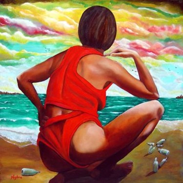La gardienne de l'esperance by Phybra Peinture intitulée "La gardienne de l'e…" par Phybra, Œuvre d'art originale, Huile