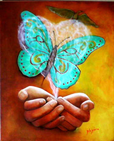 Peinture intitulée "Tu danses dans mon…" par Phybra, Œuvre d'art originale, Huile