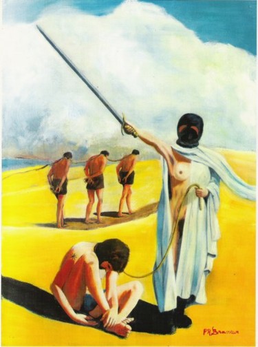 Peinture intitulée "La route by Phybra" par Phybra, Œuvre d'art originale, Huile