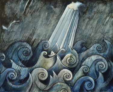 Peinture intitulée "Tempête" par Pascal Buffard, Œuvre d'art originale, Huile