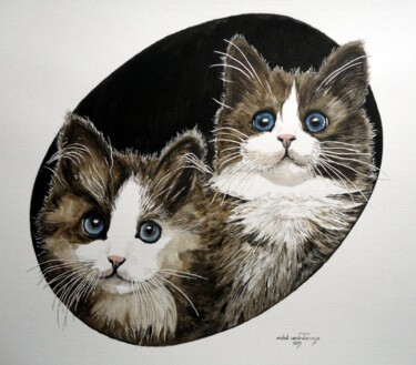 Painting titled "CHOCOLAT  AU  LAIT" by Michel Cendra-Terrassa, Original Artwork, Watercolor