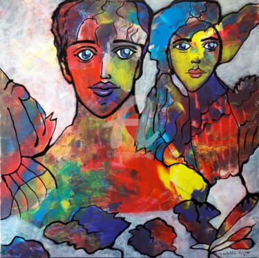 Celui qui prenait soin de son oiseau fragile Peinture intitulée "Celui qui prenait s…" par Pinkivioletblue, Œuvre d'art originale, Acrylique Monté sur Châssis en bois
