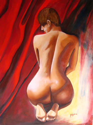 Entre lacher prise et peur d'abandon 60x80 phybra Peinture intitulée "Entre lacher prise…" par Phybra, Œuvre d'art originale, Huile