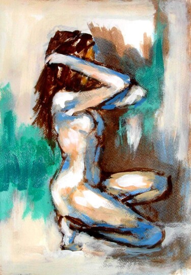 MALY - NU VU DE PROFILE Peinture intitulée "MALY - NU VU DE PRO…" par Marcel Clerc, Œuvre d'art originale, Acrylique