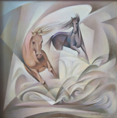 Painting titled "Free wind" by Isaac Feldman, Original Artwork, Oil Mounted on Wood Stretcher frame