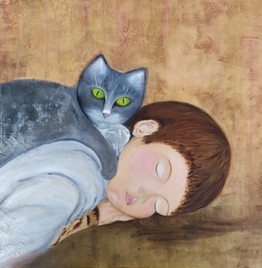 绘画 标题为“Confidences sur l'o…” 由Geneviève Madrigal, 原创艺术品, 油 安装在木质担架架上