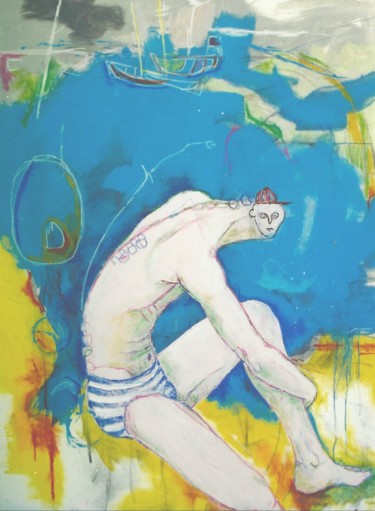 Peinture intitulée "Sur la plage" par Jean Christophe Le Du, Œuvre d'art originale, Acrylique