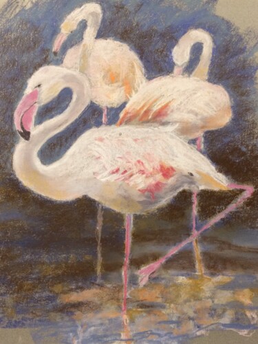 제목이 "Les Flamants roses"인 미술작품 Marie Lorraine Papelier로, 원작, 파스텔