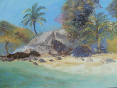 제목이 "Petite plage à Ilha…"인 미술작품 Marie Lorraine Papelier로, 원작, 파스텔
