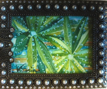 Peinture intitulée "Gouttes étoilées" par Victoria, Œuvre d'art originale, Décoration de maison