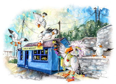 绘画 标题为“The Seagulls Of Por…” 由Miki De Goodaboom, 原创艺术品, 水粉