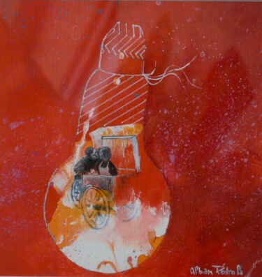 Peinture intitulée "L'Étreinte Amoureus…" par Pedrola Alban, Œuvre d'art originale, Acrylique Monté sur Carton