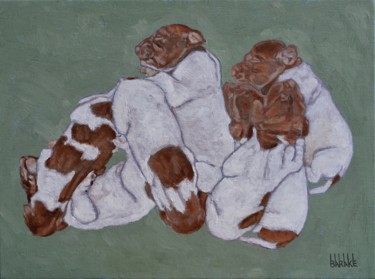 绘画 标题为“7 GERMAN SHORTHAIRE…” 由Barake Sculptor, 原创艺术品, 油