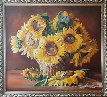 Peinture intitulée "Sunflowers on your…" par Andriy Maslyanko, Œuvre d'art originale, Huile Monté sur Châssis en bois