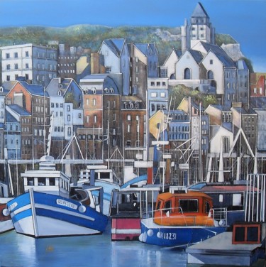 Pintura titulada "le treport" por Jean-Michel Yon, Obra de arte original, Oleo Montado en Bastidor de camilla de madera