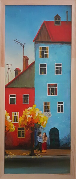Painting titled "City of colors (par…" by Andriy Maslyanko, Original Artwork, Oil Mounted on Wood Stretcher frame