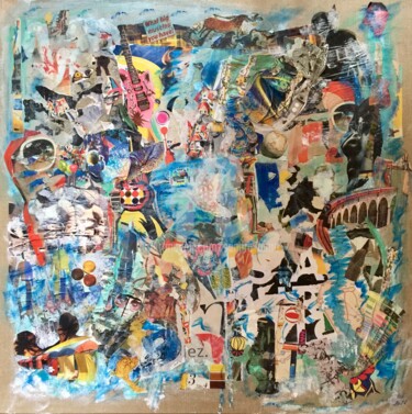 Collages intitulée "« Le petit pont des…" par Sandra Aime, Œuvre d'art originale, Collages