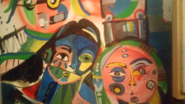 Peinture intitulée "Les trois soeurs" par Agnès Marty, Œuvre d'art originale, Acrylique