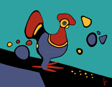 Digital Arts titled "Une poule sur un mur" by Jean Paul Pierozzi, Original Artwork