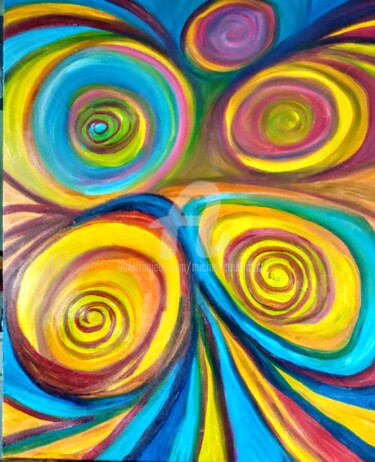 Painting titled "Les tourbillons" by Tomy, Original Artwork, Oil