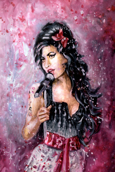 绘画 标题为“Amy Winehouse” 由Miki De Goodaboom, 原创艺术品, 水粉