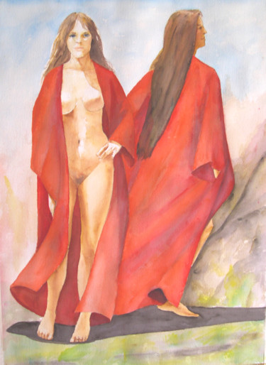 Peinture intitulée "Une part, l'autre a…" par Phybra, Œuvre d'art originale, Aquarelle