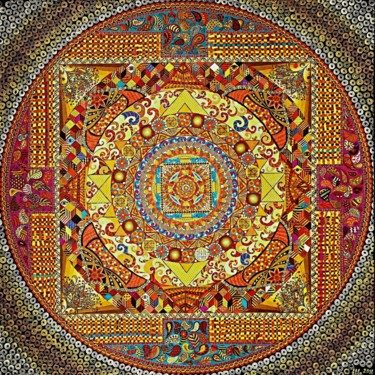 Painting titled "Jupiter Mandala" by Elena Ulrich, Original Artwork, Acrylic