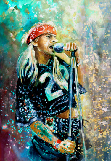 绘画 标题为“Axl Rose” 由Miki De Goodaboom, 原创艺术品, 水粉