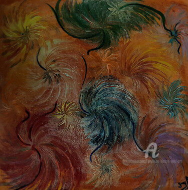 ARTIFICE - Peinture abstraite / résine - 60x60 Pintura titulada "ARTIFICE - Peinture…" por Guylaine Bisson (GuyL'ART), Obra de arte original, Acrílico