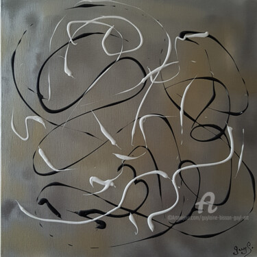 SILVERCOIN - Peinture abstraite - 40x40 - ARGENT Pintura titulada "SILVERCOIN - Peintu…" por Guylaine Bisson (GuyL'ART), Obra de arte original, Acrílico